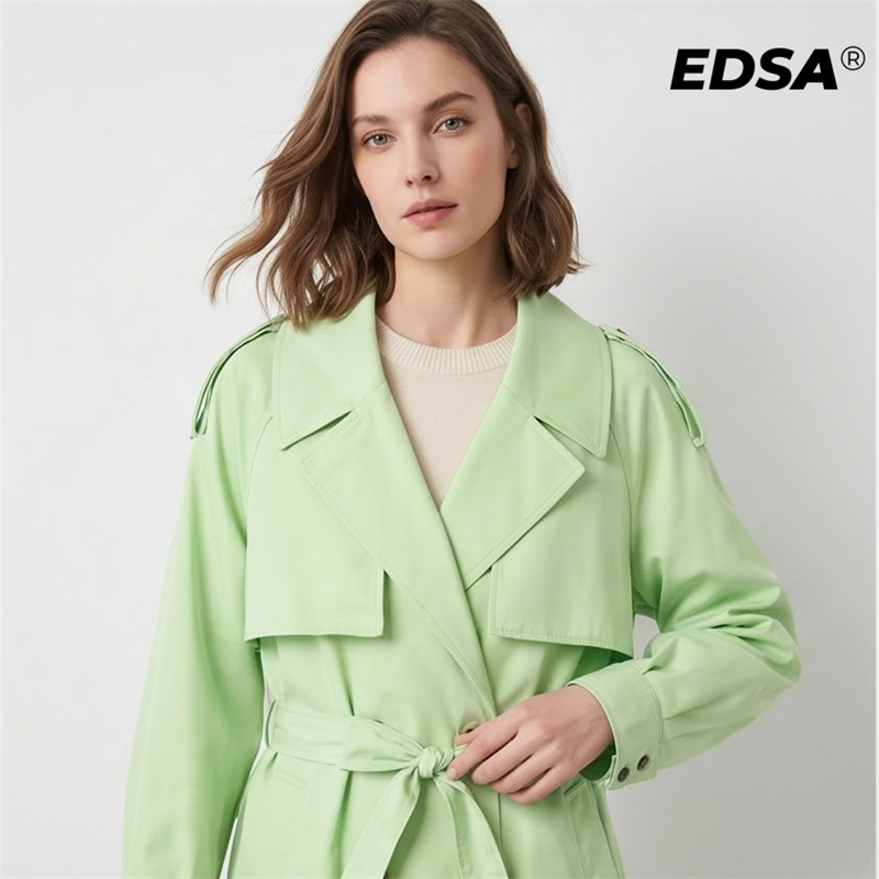 EDSA Women Green Trench Style  - Down Jacket Packable のレビューと価格