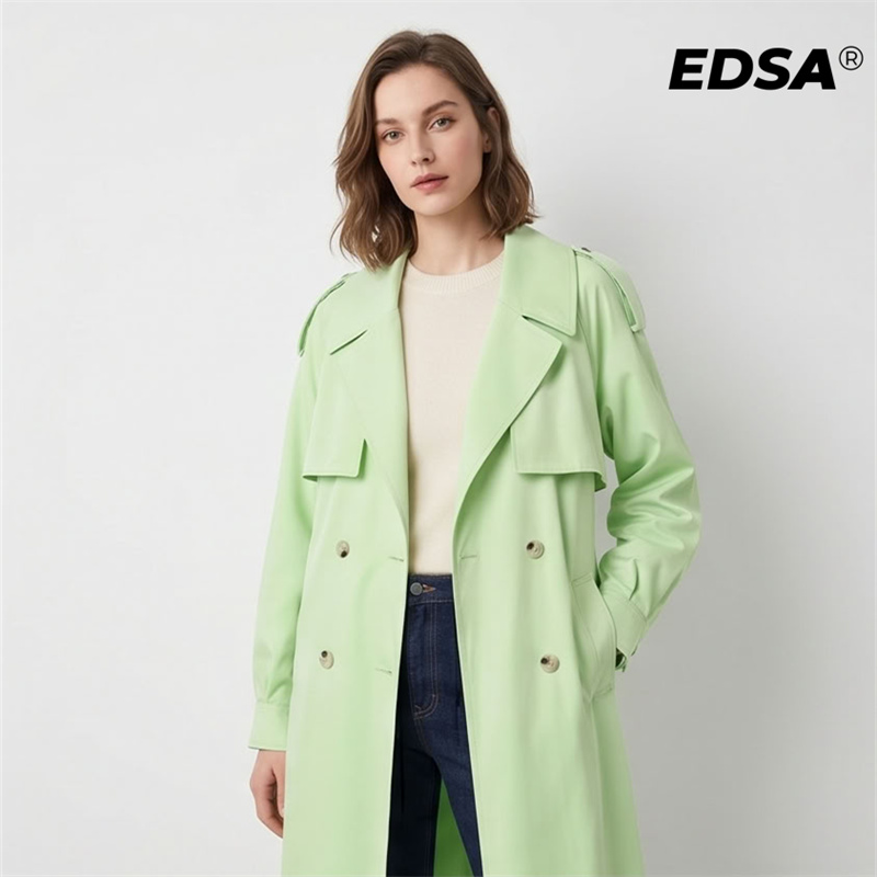 EDSA Women Green Trench Style  - Down Jacket Packable のレビューと価格