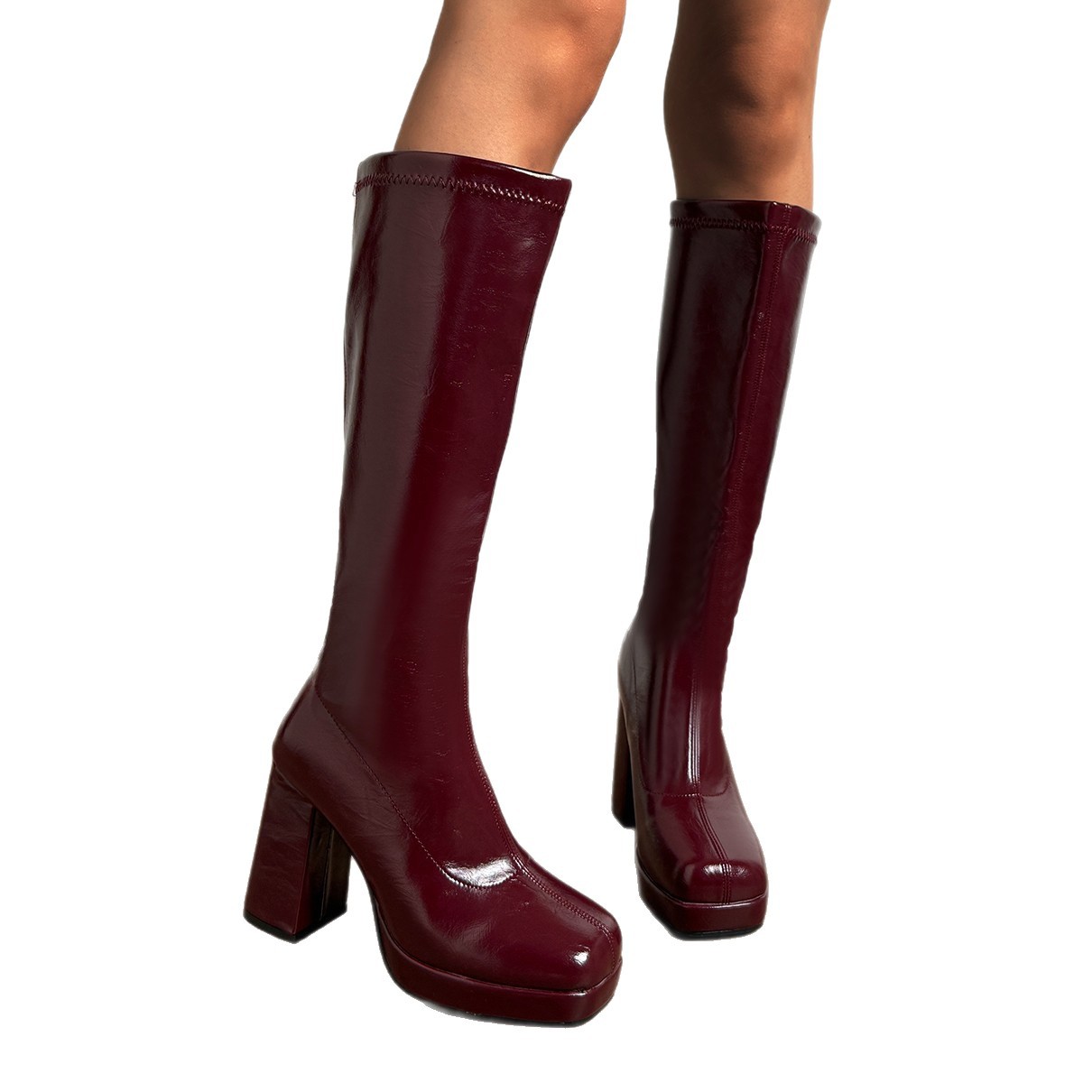 Wine Red Knee High Boots, Knig - Waterproof Winter Boot のレビューと価格