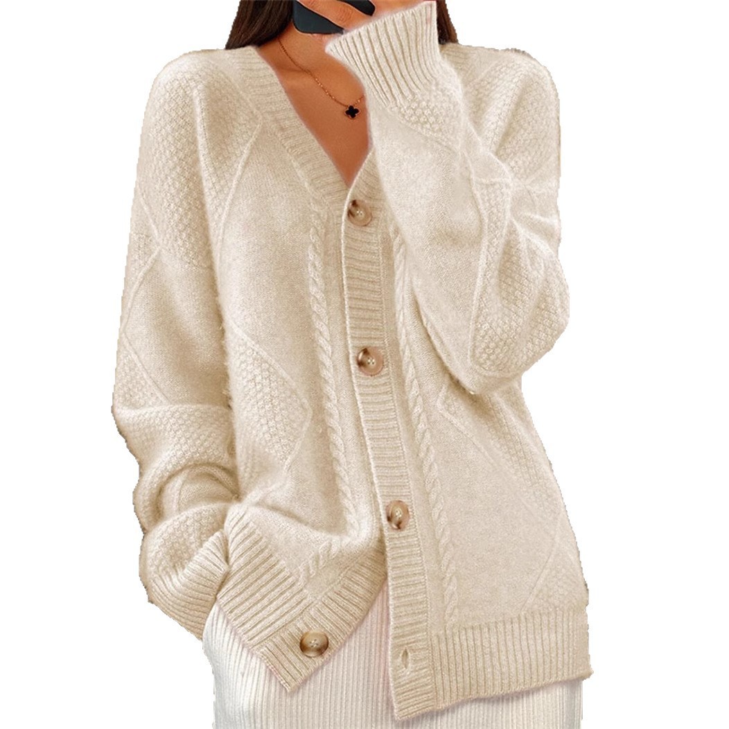 Women V Neck Cable Knit Cardig - Down Jacket Packable のレビューと価格