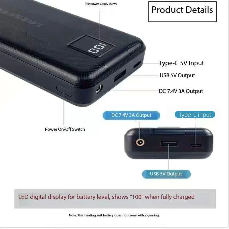New Large Capacity 7.4V/3A/160 - Heated Vest Battery のレビューと価格