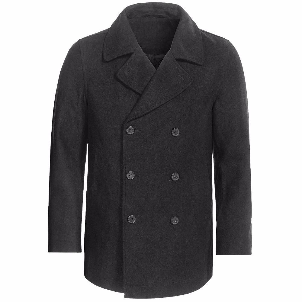 Custom Made Charcoal grey Pea  - Wool Coat Peacoat のレビューと価格