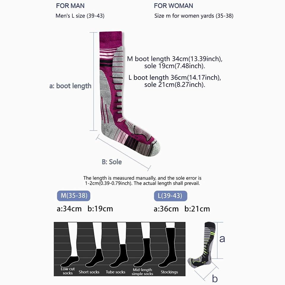 GTUBIKE Merino Wool Ski Socks, - Thermal Sock Wool のレビューと価格