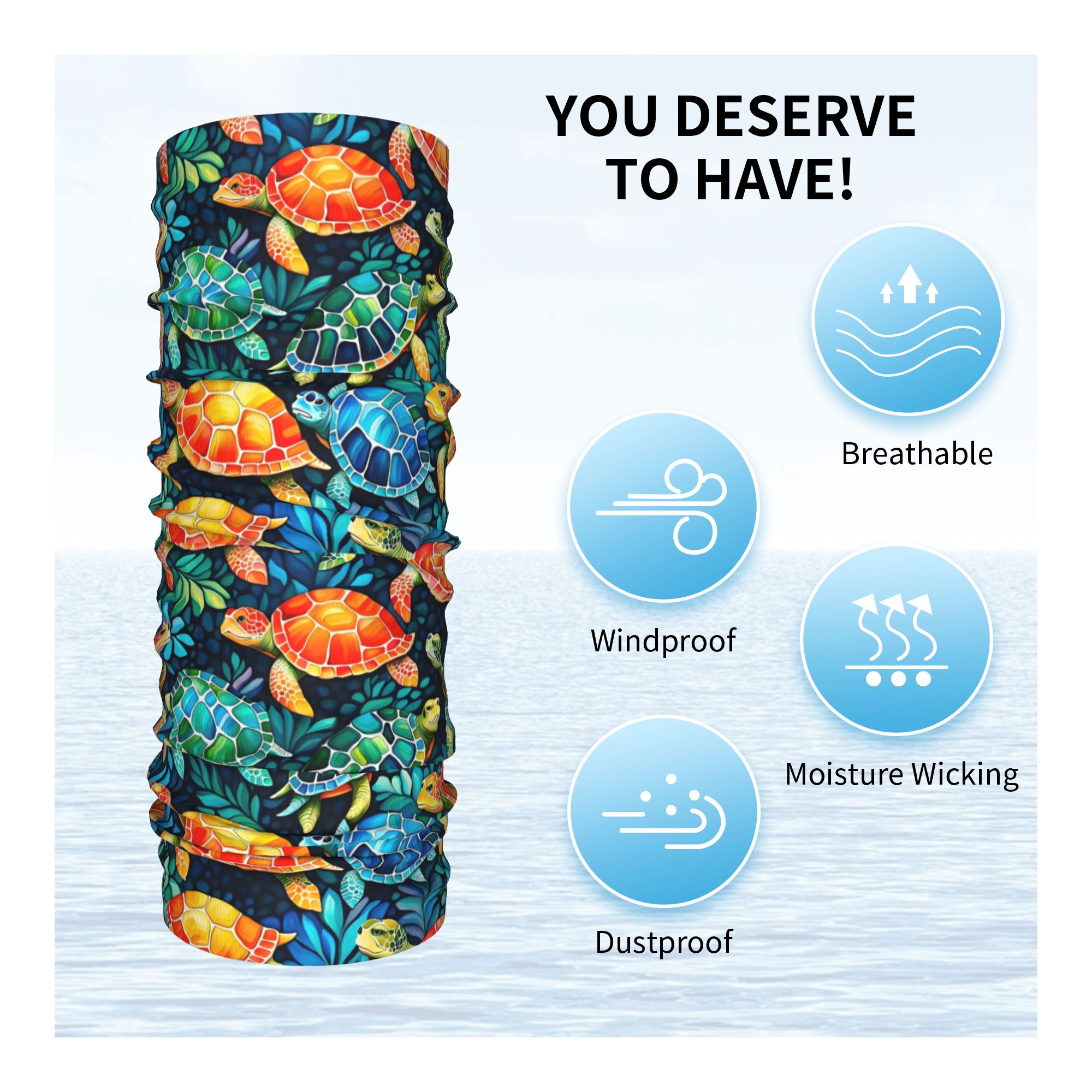 Custom Funny Colorful Sea Turt - Neck Gaiter Fleece のレビューと価格