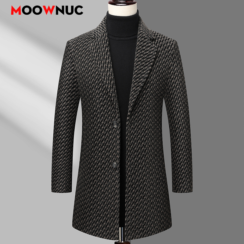 Long Coat Men Mens Wool Jacket - Wool Coat Peacoat のレビューと価格