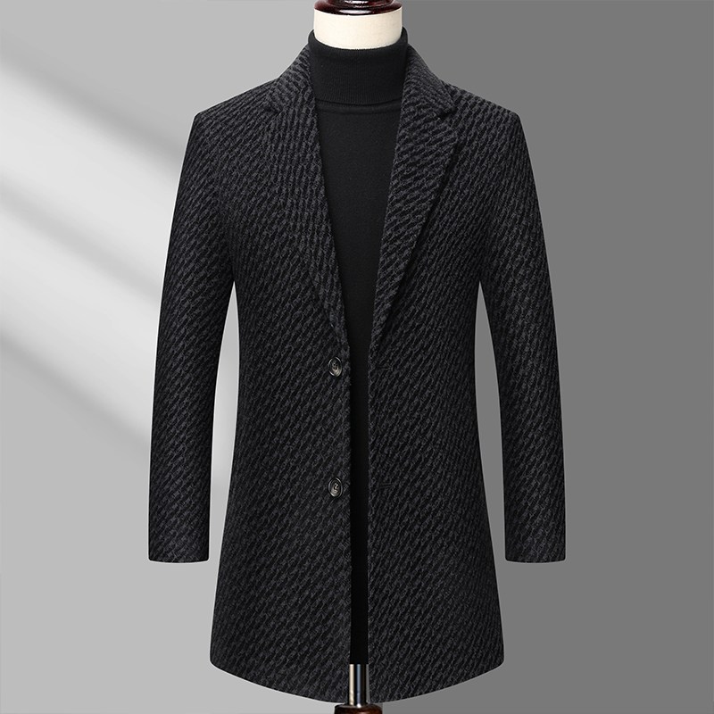 Long Coat Men Mens Wool Jacket - Wool Coat Peacoat のレビューと価格