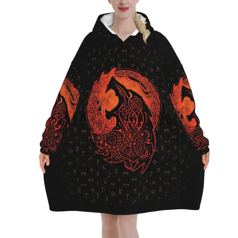 Viking Wolf Knot Fenrir Wearab - Sherpa Hoodie Fleece のレビューと価格