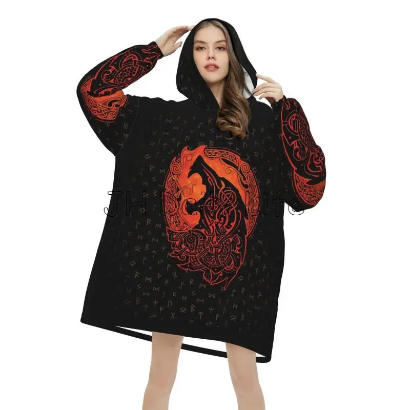 Viking Wolf Knot Fenrir Wearab - Sherpa Hoodie Fleece のレビューと価格