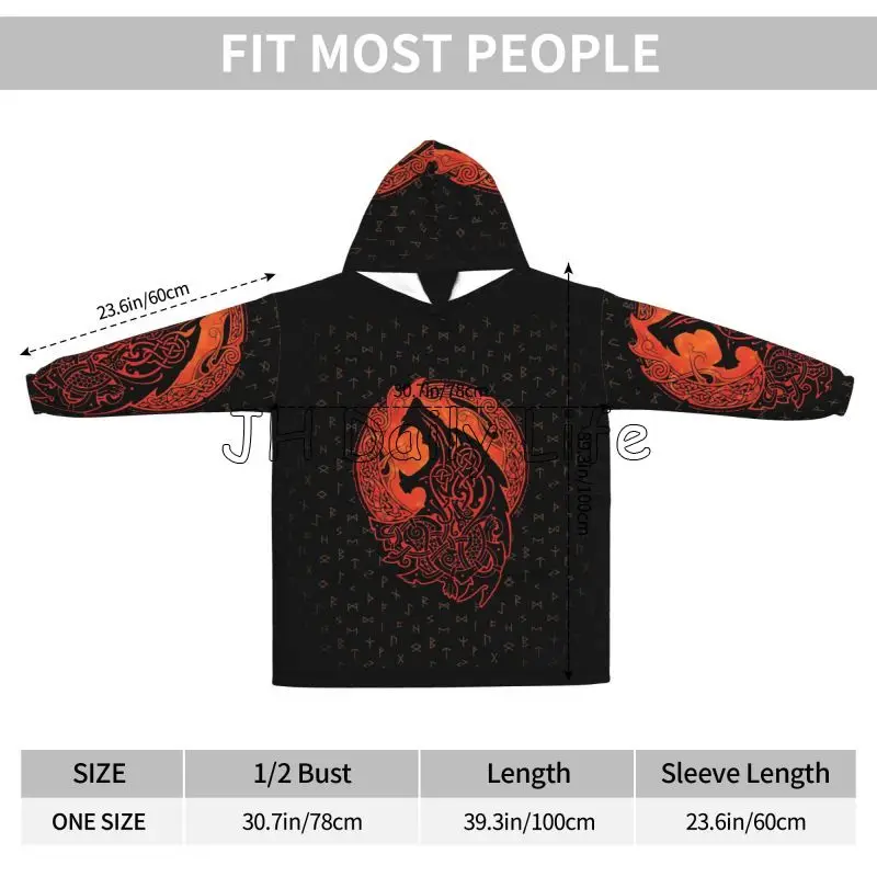 Viking Wolf Knot Fenrir Wearab - Sherpa Hoodie Fleece のレビューと価格