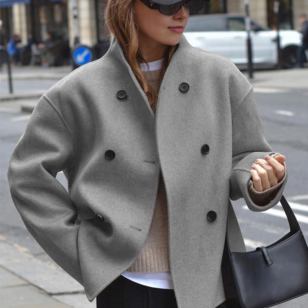 Women's Winter Cropped Wool Co - Wool Coat Peacoat のレビューと価格