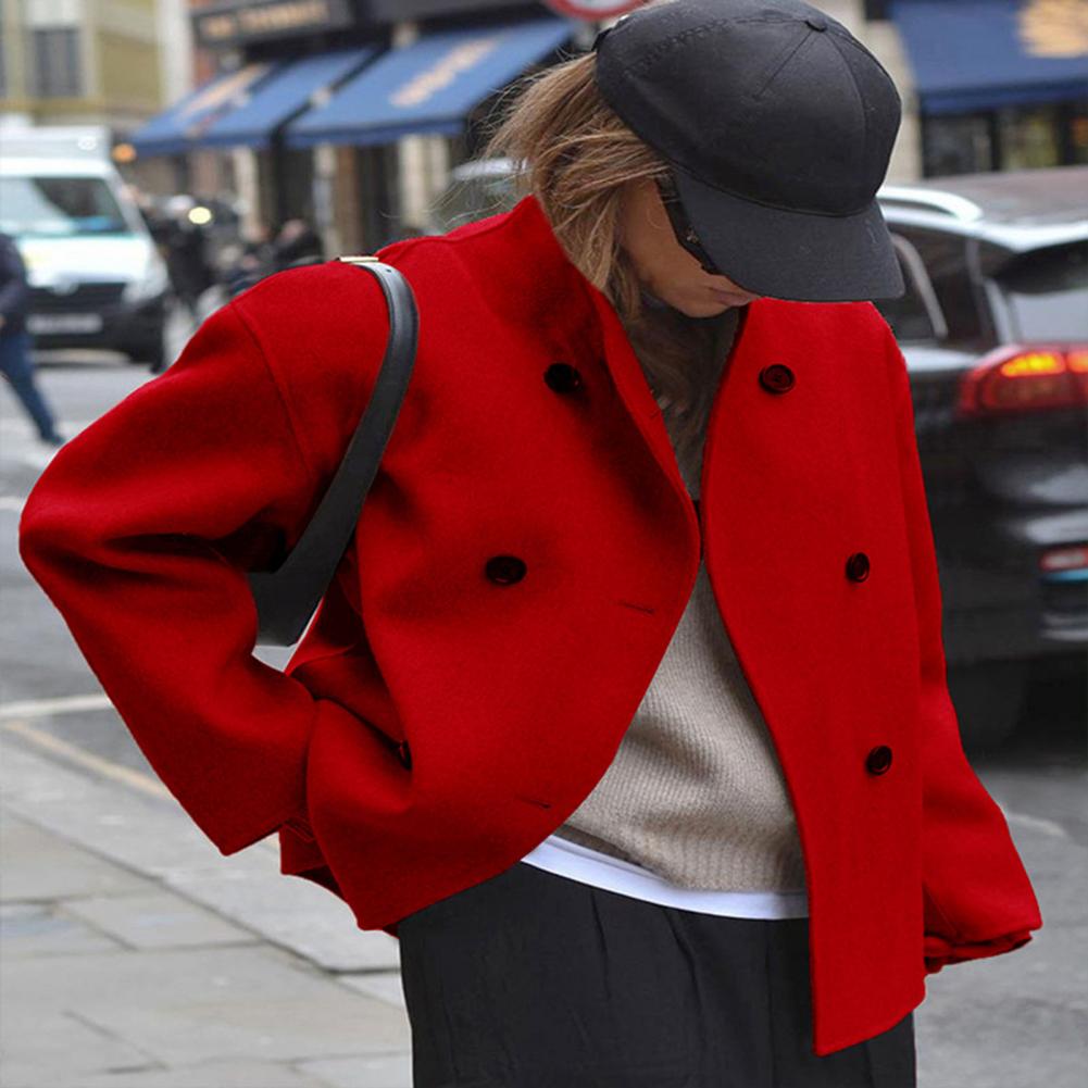 Women's Winter Cropped Wool Co - Wool Coat Peacoat のレビューと価格