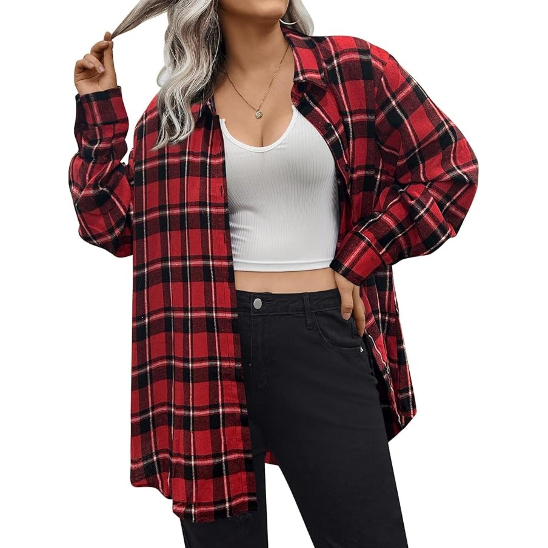 Warm Flannel Plaid Shirt Women - Flannel Shirt Lined のレビューと価格