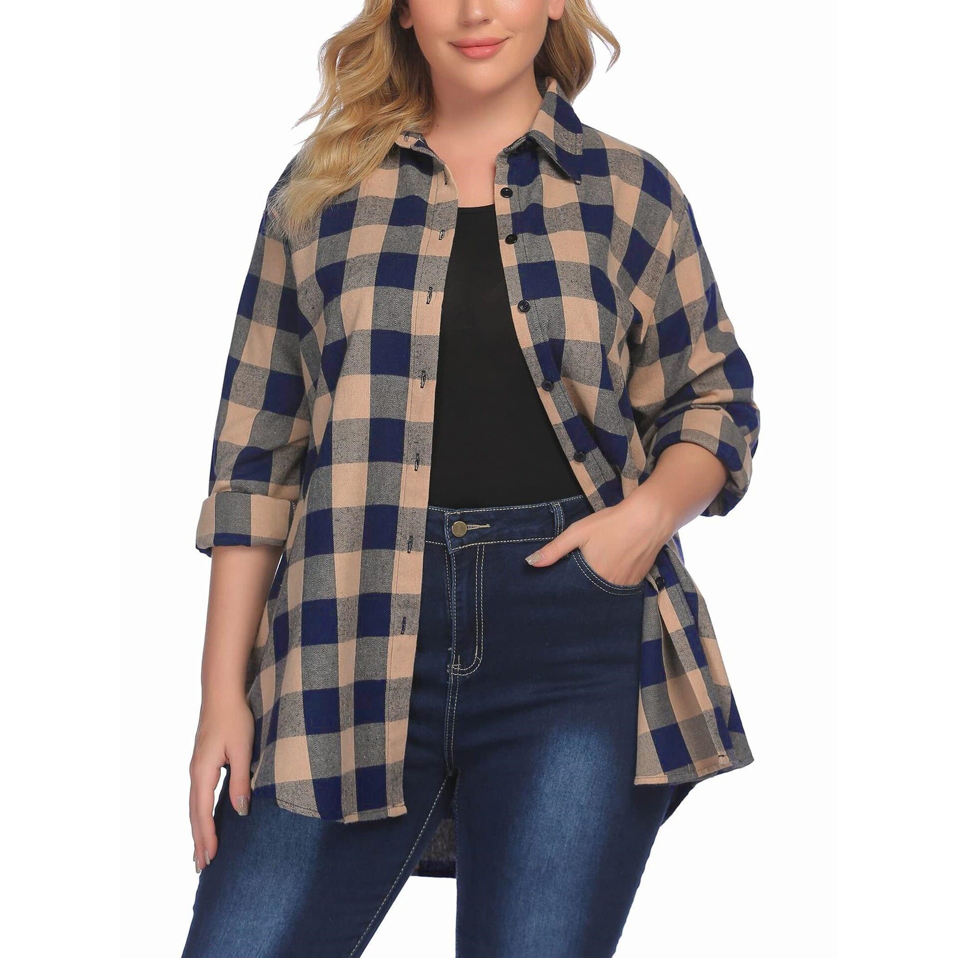 Warm Flannel Plaid Shirt Women - Flannel Shirt Lined のレビューと価格