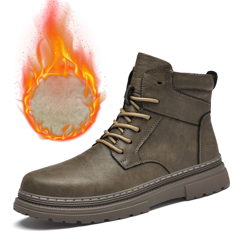 Warm Winter Men Leather Shoes  - Waterproof Winter Boot のレビューと価格