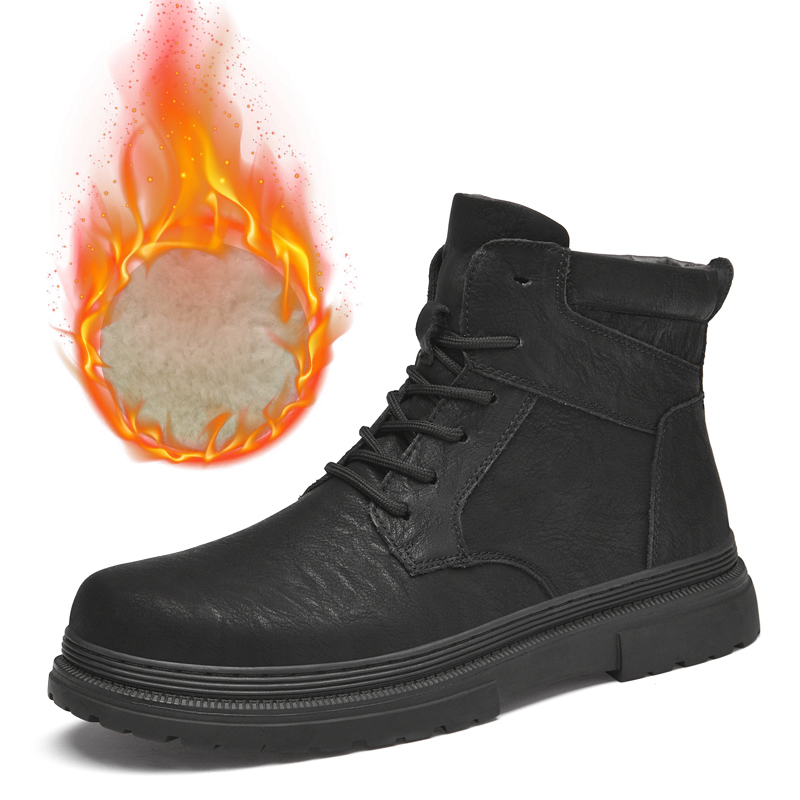 Warm Winter Men Leather Shoes  - Waterproof Winter Boot のレビューと価格
