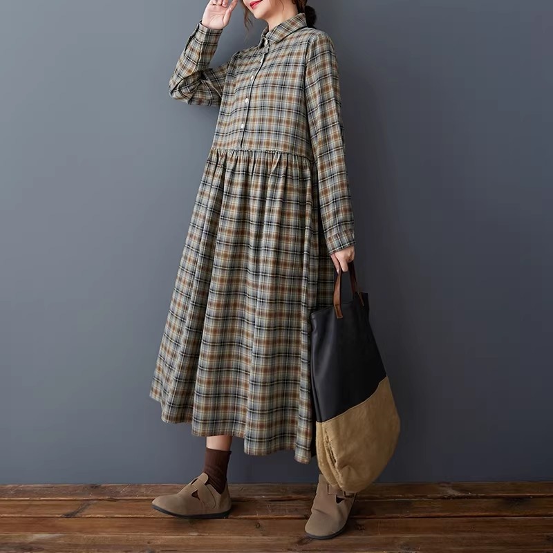 Korean Loose Retro Plaid Shirt - Flannel Shirt Lined のレビューと価格