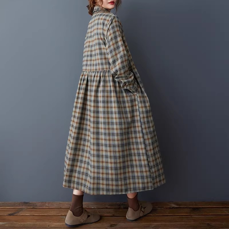 Korean Loose Retro Plaid Shirt - Flannel Shirt Lined のレビューと価格
