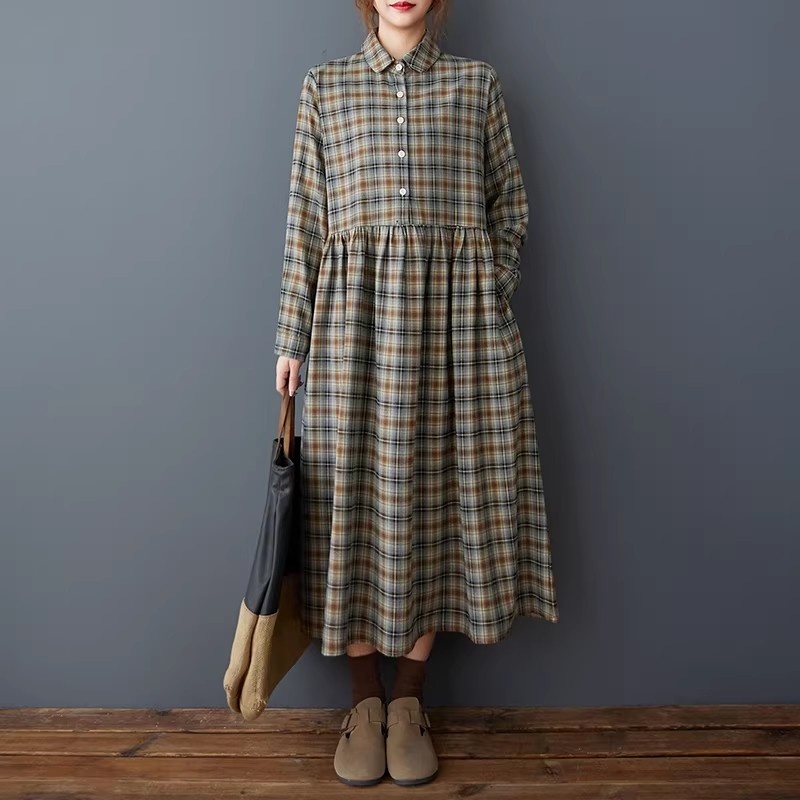 Korean Loose Retro Plaid Shirt - Flannel Shirt Lined のレビューと価格