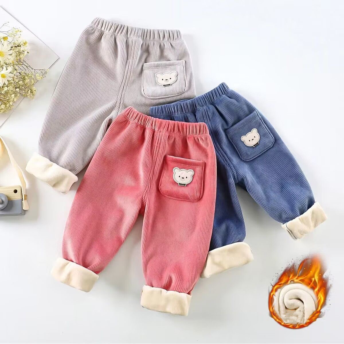 1pcs Boy Girl Winter Velvet Co - Corduroy Pant Warm のレビューと価格
