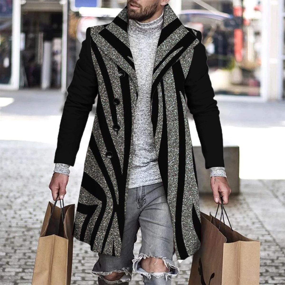 2025 Long Coat Men Mens Wool J - Wool Coat Peacoat のレビューと価格