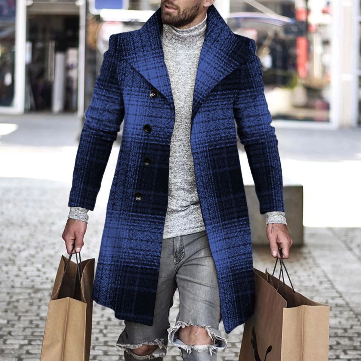 2025 Long Coat Men Mens Wool J - Wool Coat Peacoat のレビューと価格
