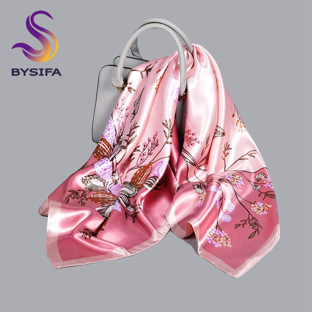 BYSIFA| Pink New Silk Shawl Sc - Shawl Wrap Winter のレビューと価格