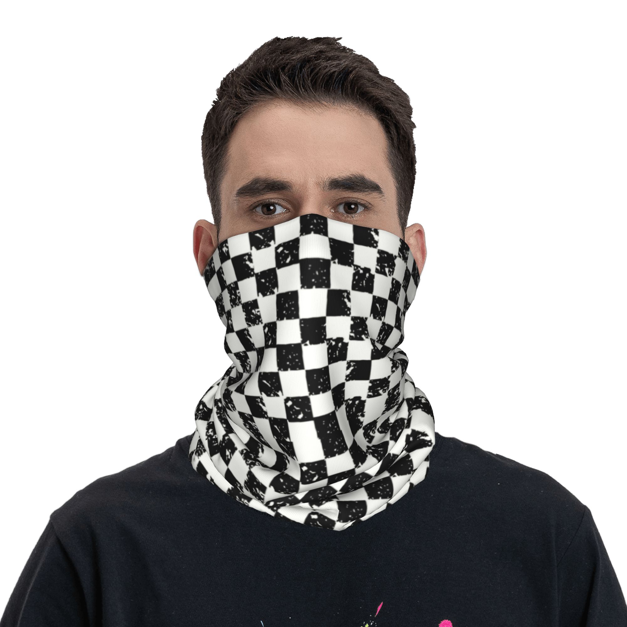Custom Retro Checkered Flag Wi - Neck Gaiter Fleece のレビューと価格