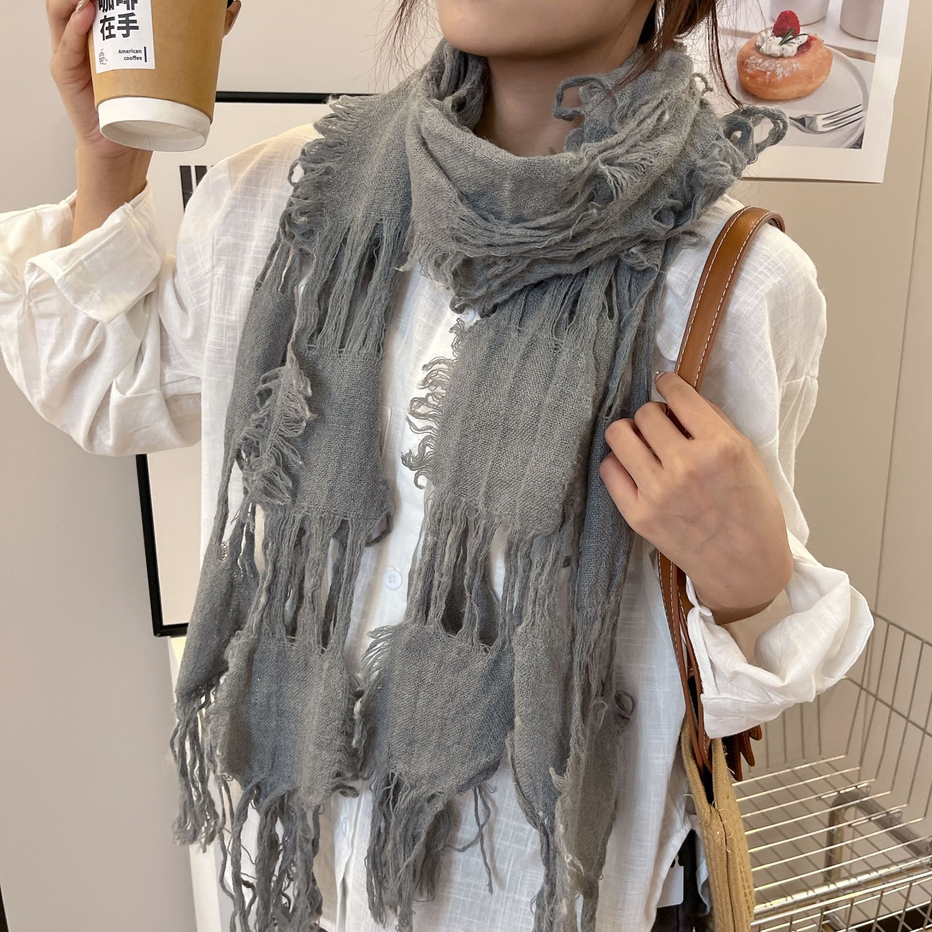 2025 New Fashion Ripped Hole T - Wool Scarf Men のレビューと価格