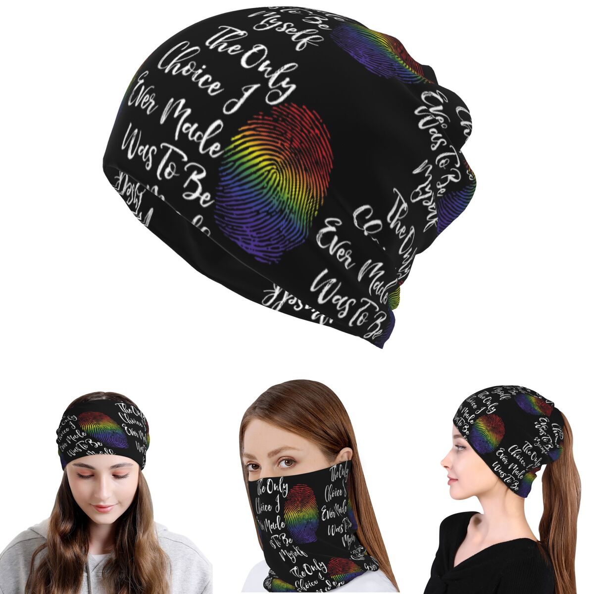 Faux Glitter Rainbow Pride Fla - Knit Beanie Hat Warm のレビューと価格
