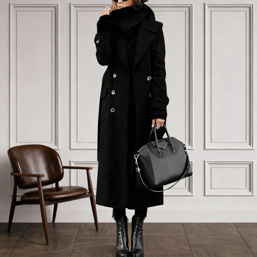Women Coat Women's Double Brea - Wool Coat Peacoat のレビューと価格