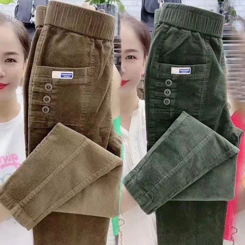 Women Warm Spring Winter Butto - Corduroy Pant Warm のレビューと価格