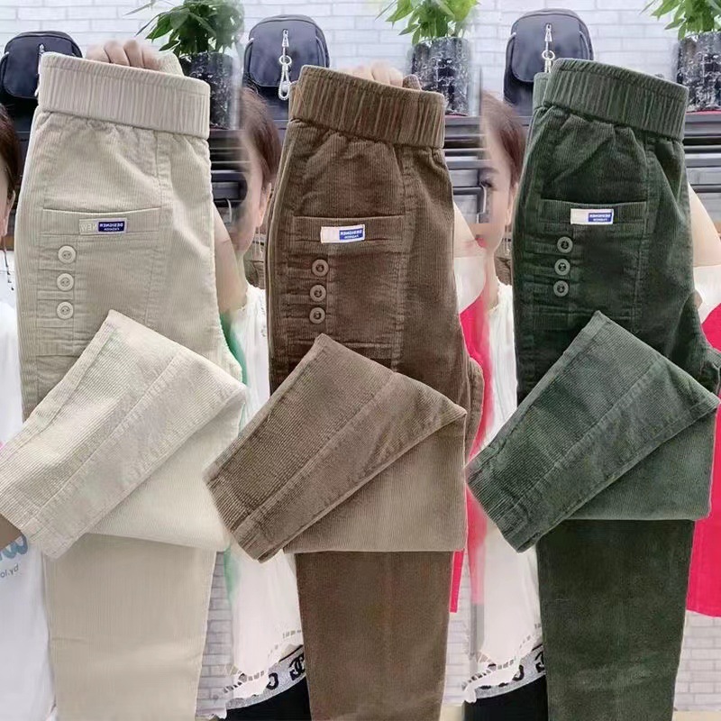 Women Warm Spring Winter Butto - Corduroy Pant Warm のレビューと価格