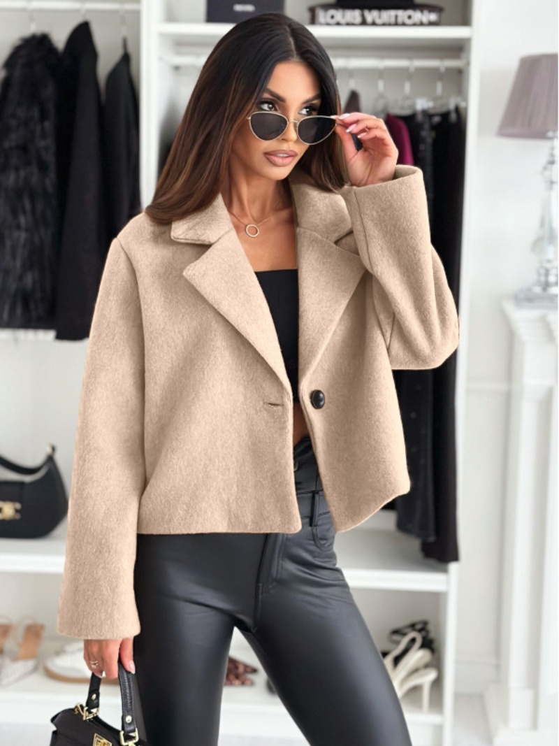 Cropped Trench Coat for Women  - Wool Coat Peacoat のレビューと価格