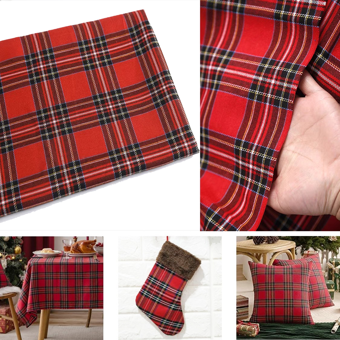 Christmas Plaid Fabric for DIY - Flannel Shirt Lined のレビューと価格