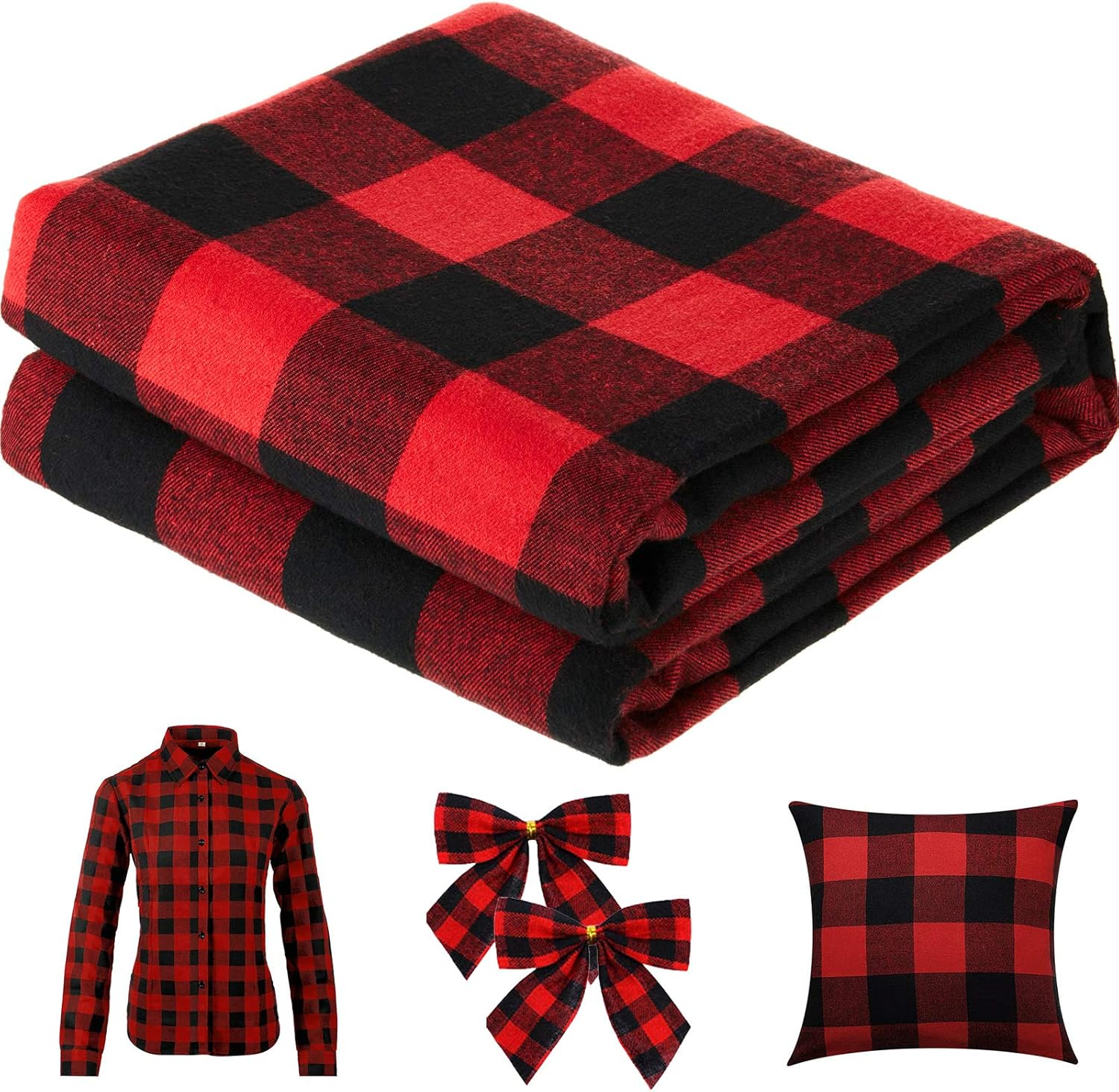 Christmas Plaid Fabric for DIY - Flannel Shirt Lined のレビューと価格