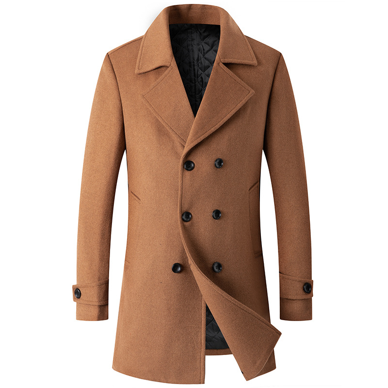 Double Breasted Coat Men Peaco - Wool Coat Peacoat のレビューと価格