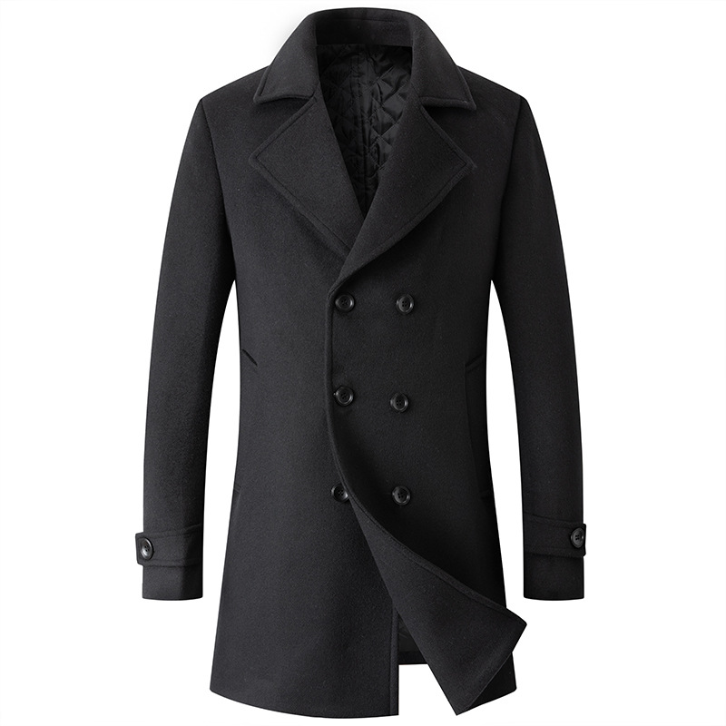 Double Breasted Coat Men Peaco - Wool Coat Peacoat のレビューと価格