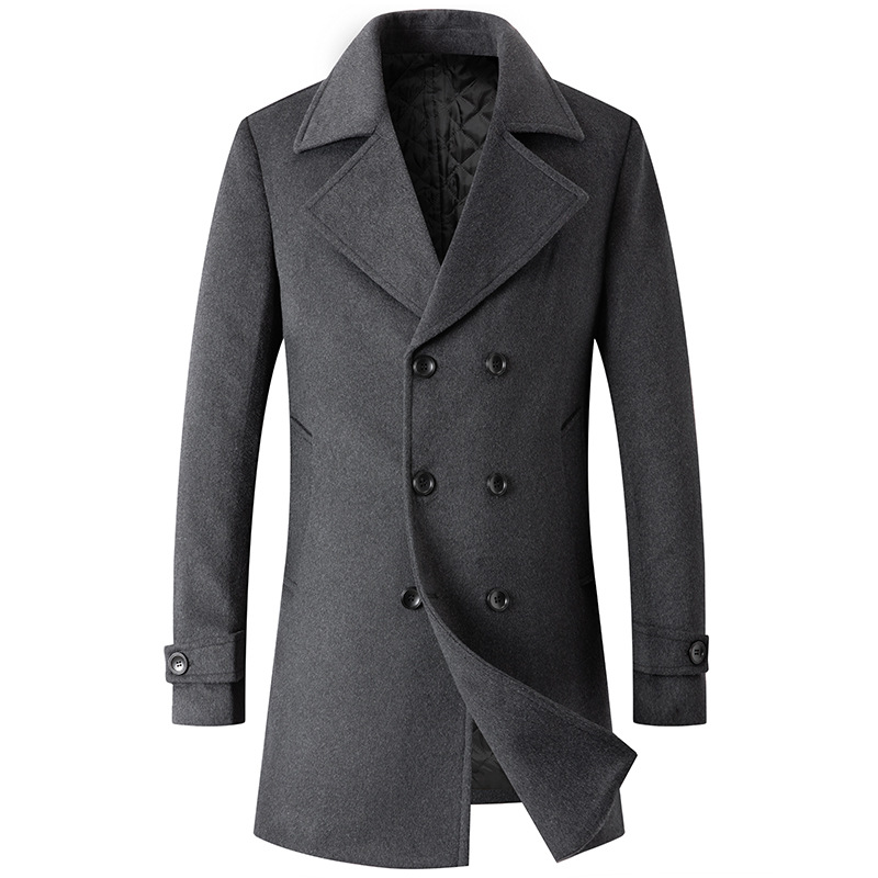 Double Breasted Coat Men Peaco - Wool Coat Peacoat のレビューと価格